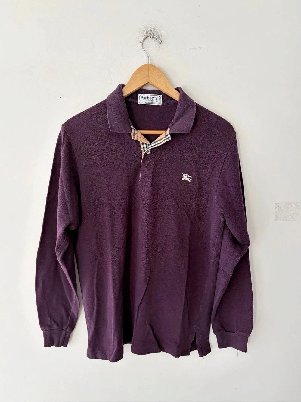 Vintage Burberry Long-Sleeve Polo Shirt Size M